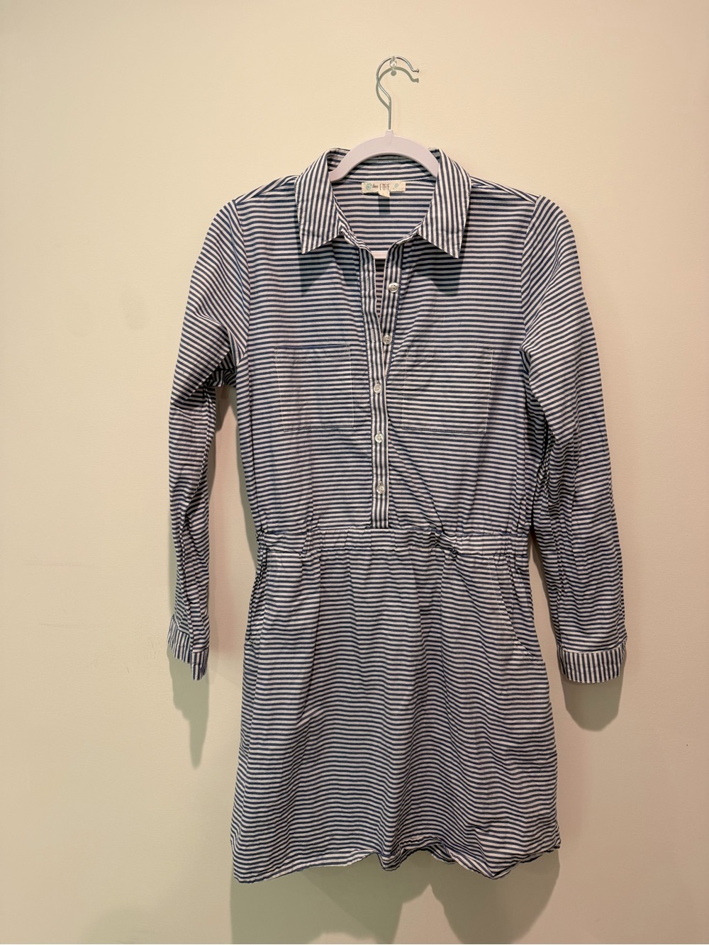 love, Fire Navy & White Striped Long-Sleeve Dress